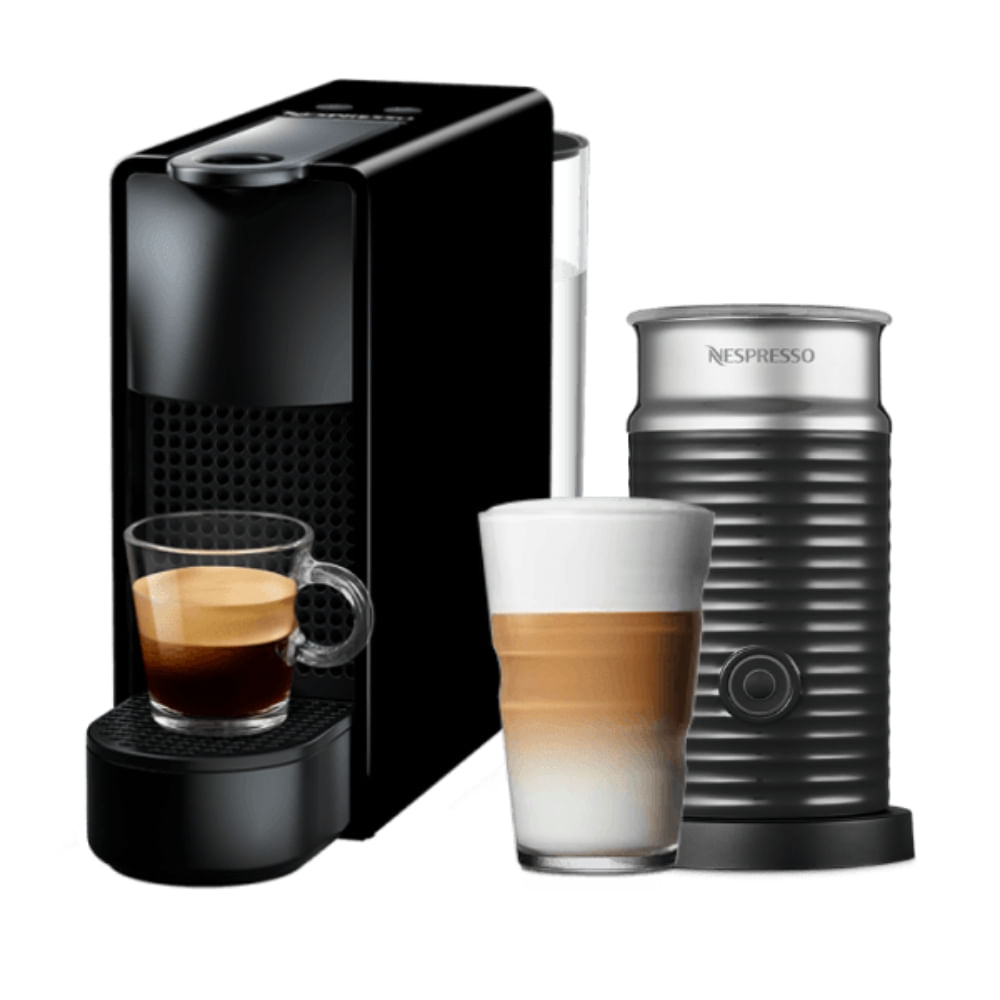 Cafetera Nespresso Essenza Mini Original, 1200W, negro + Espumador de leche Aeroccino 3, negro