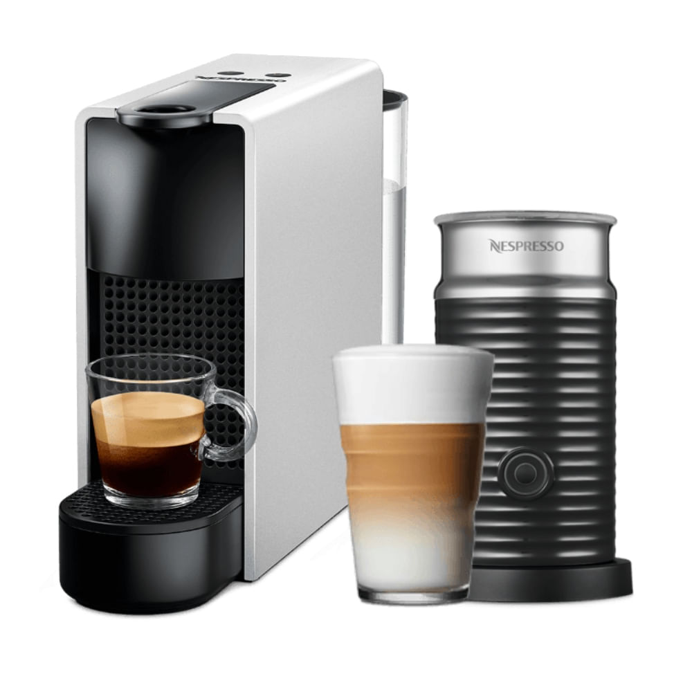 Cafetera Nespresso Essenza Mini Original, 1200W, gris + Espumador de leche Aeroccino 3, negro