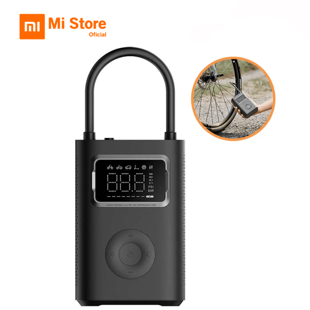 Imagen 2 del producto Inflador portátil Xiaomi portable Electric Air Compressor 2 Pro, 150 PSI, batería 2500mAh, motor magnético, luz