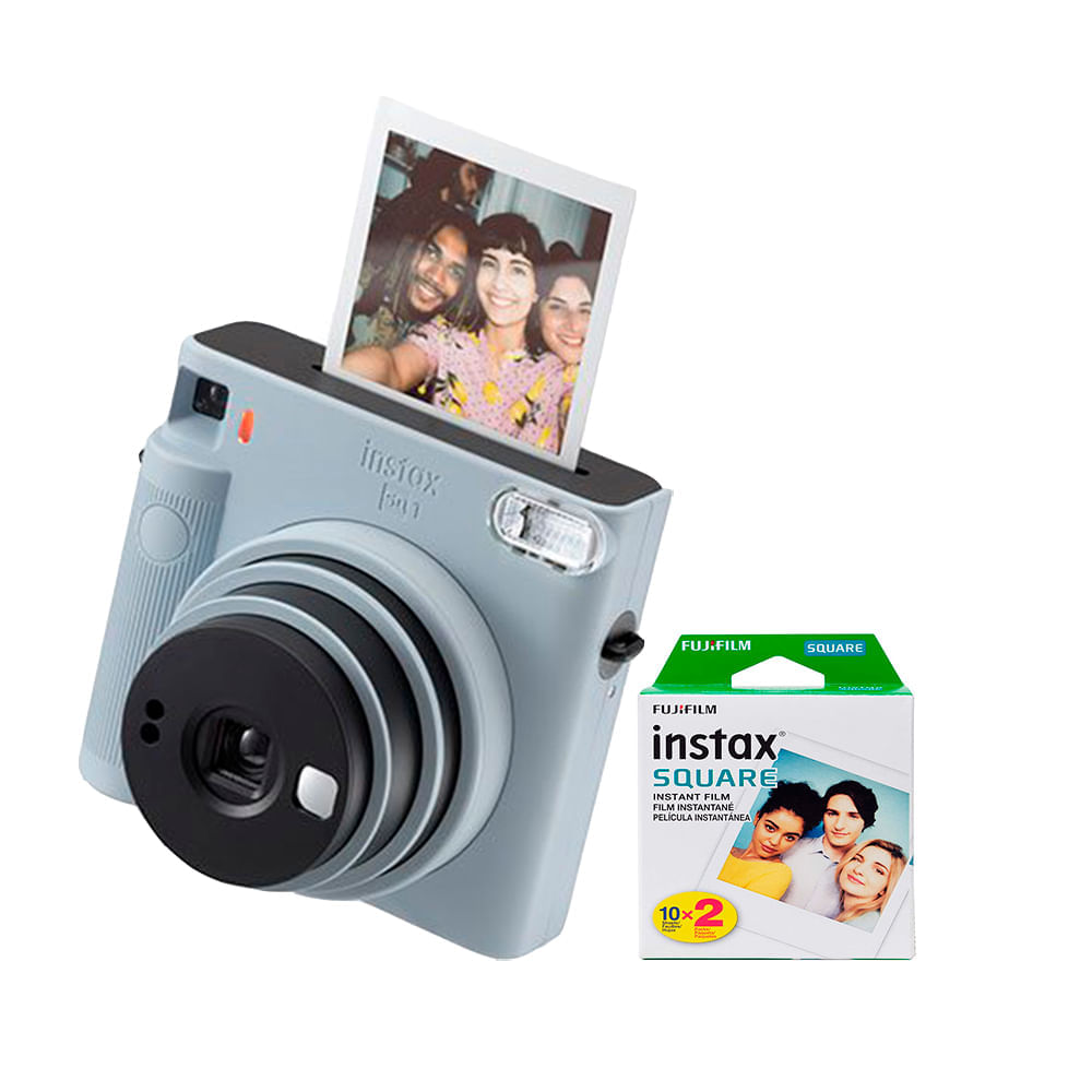 Imagen 2 del producto Combo: Cámara Fujifilm Instax Square SQ1 Glacier azul+ Pack Película 20 Fotos, modo Selfie y Flash automático