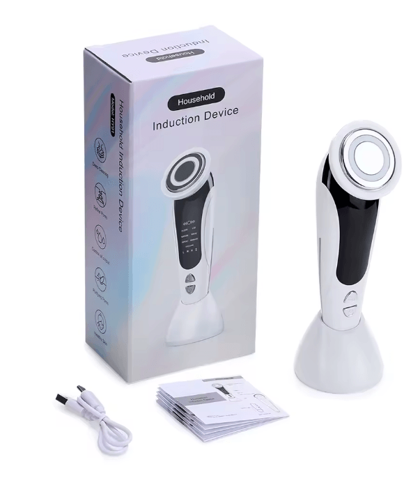Imagen 2 del producto Dispositivo facial antiarrugas 7 en 1, EMS, radiofrecuencia, microcorriente, luz LED rejuvenecedora, blanco
