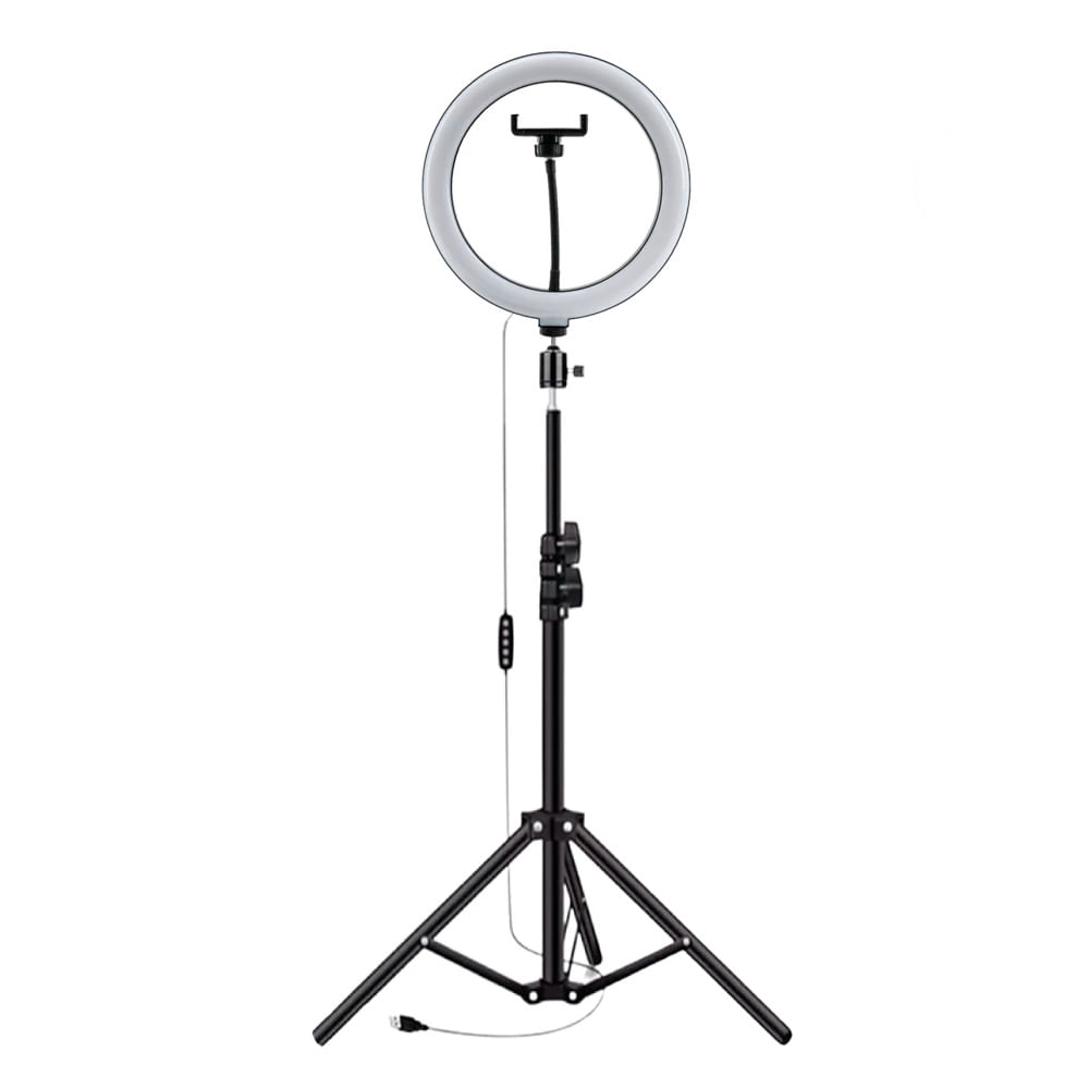 Imagen 1 del producto Aro de luz led de 30cm con trípode de 2.10 metros, con 3 temperaturas de color, portátil