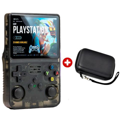 Consola portátil de videojuegos retro R36S, negro + Estuche