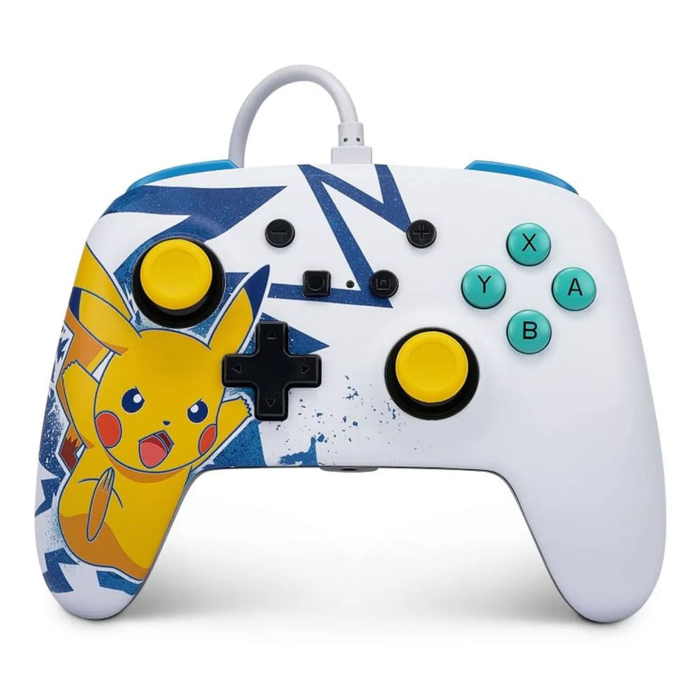 Mando y funda Pikachu para Nintendo Switch PowerA, alto voltaje, amarillo y blanco