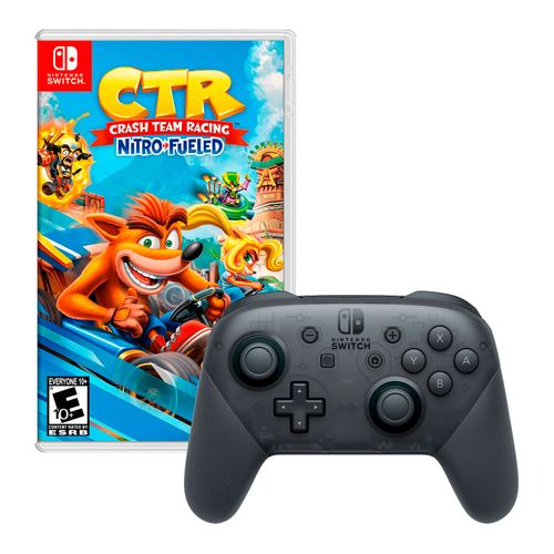 Mando Nintendo Pro para Switch, inalámbrico + Juego Crash Team Racing