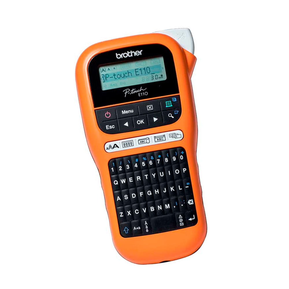 Rotuladora Brother PT-E110VP portátil, cinta TZe hasta 12 mm, 20 mm/seg, teclado QWERTY