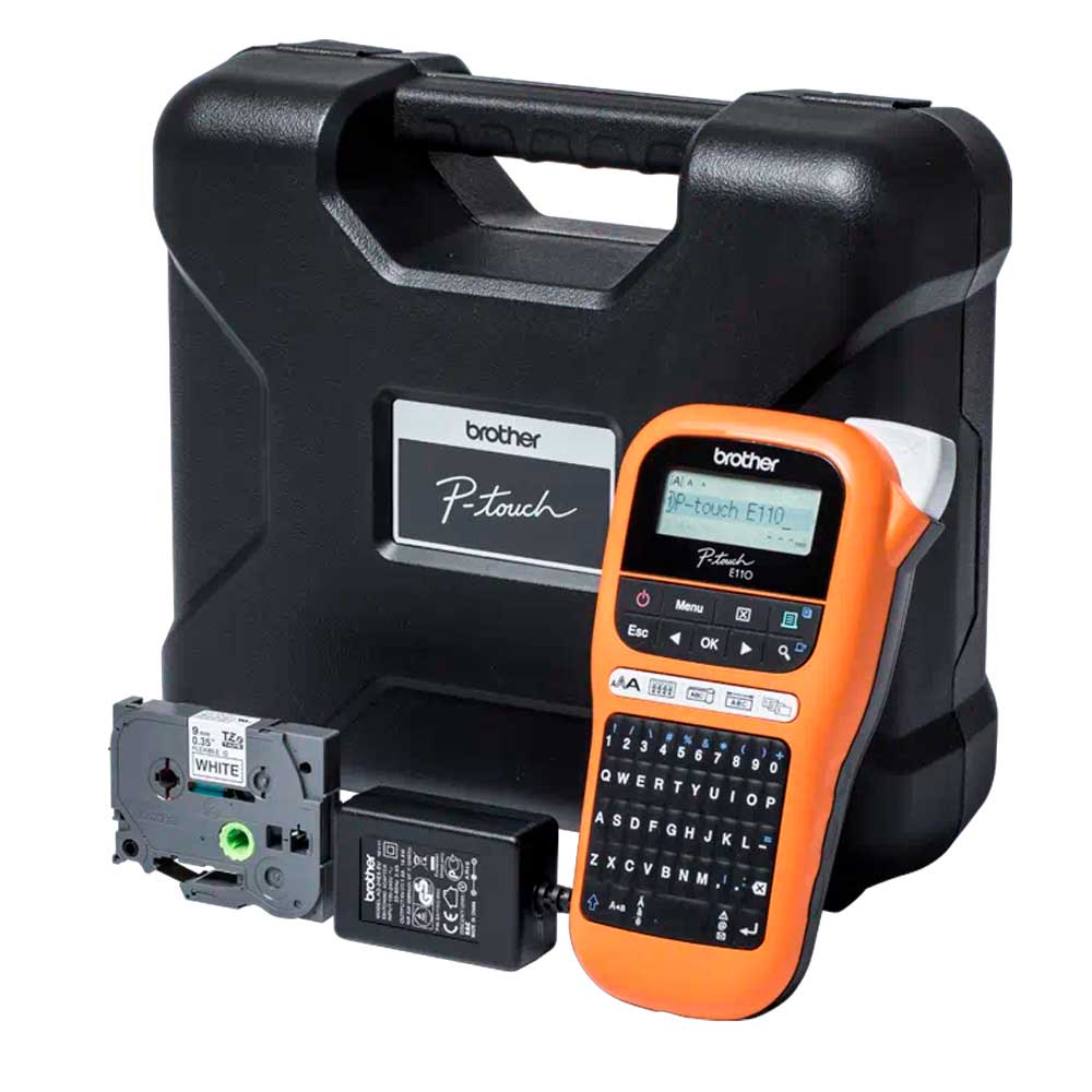 Imagen 2 del producto Rotuladora Brother PT-E110VP portátil, cinta TZe hasta 12 mm, 20 mm/seg, teclado QWERTY