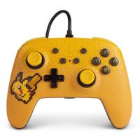 Mando alámbrico PowerA Pikachu Pixel para Nintendo Switch, cable 3 metros