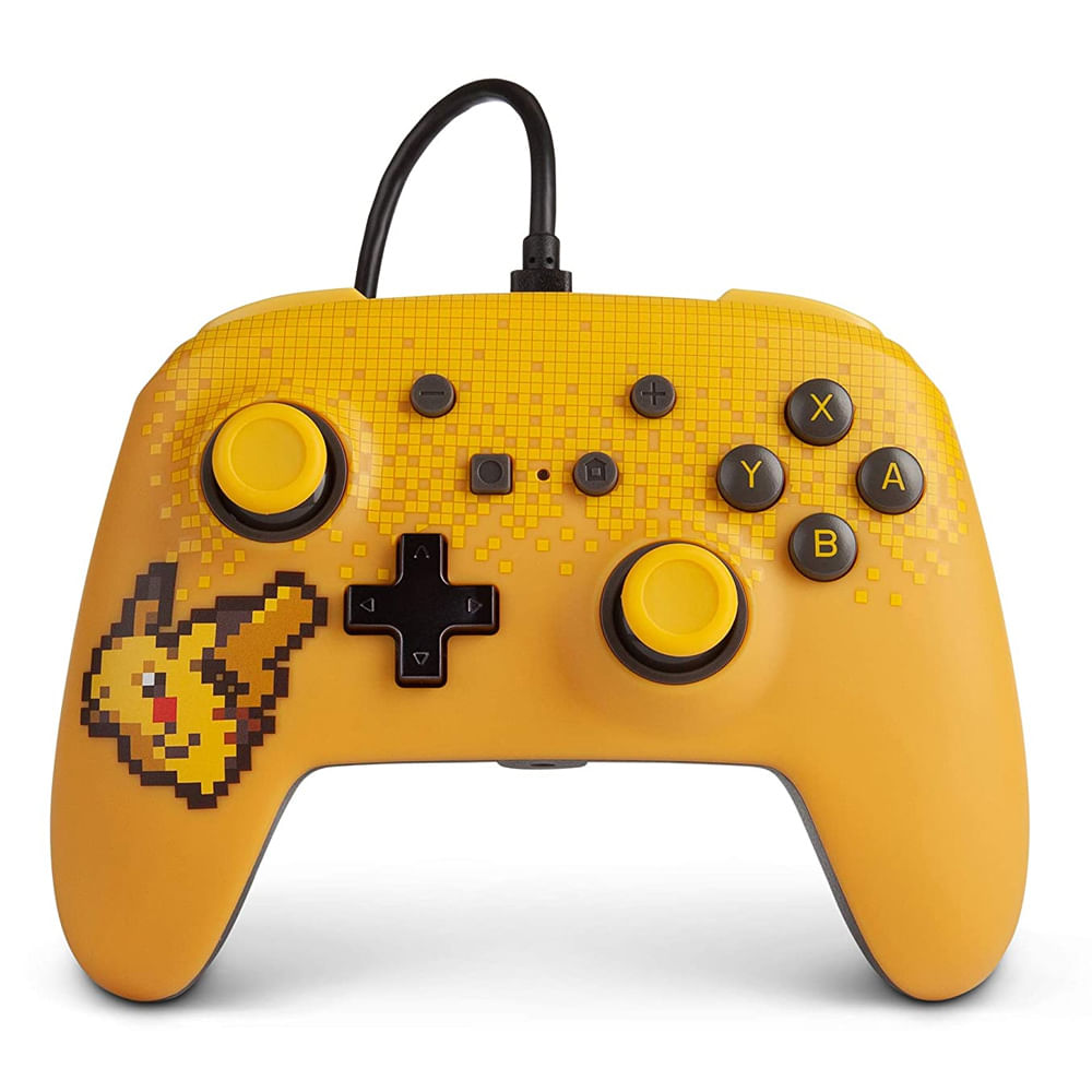 Mando alámbrico PowerA Pikachu Pixel para Nintendo Switch, cable 3 metros