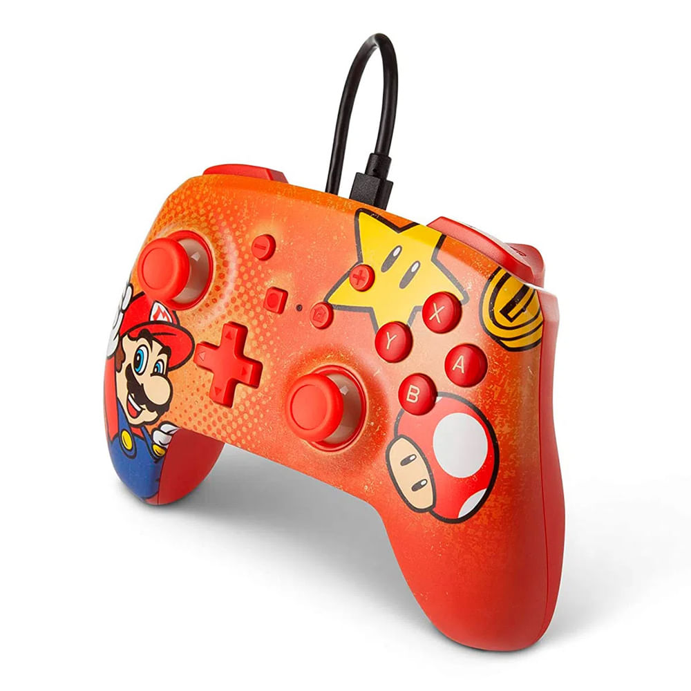 Imagen 2 del producto Mando alámbrico PowerA Mario Orange para Nintendo Switch, cable USB 3 metros
