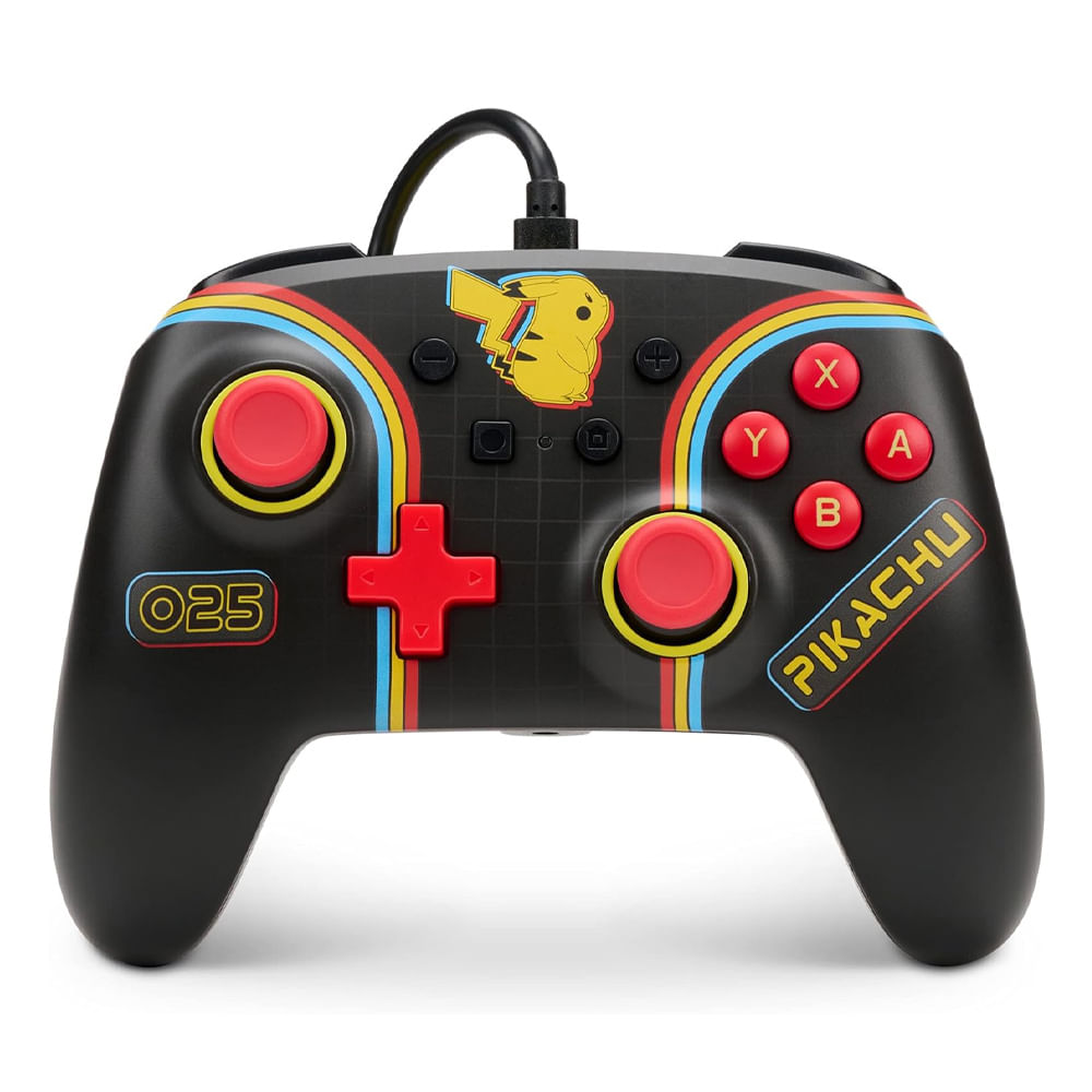 Mando con cable PowerA Pikachu Arcade para Nintendo Switch, botones asignables, audio 3.5 mm