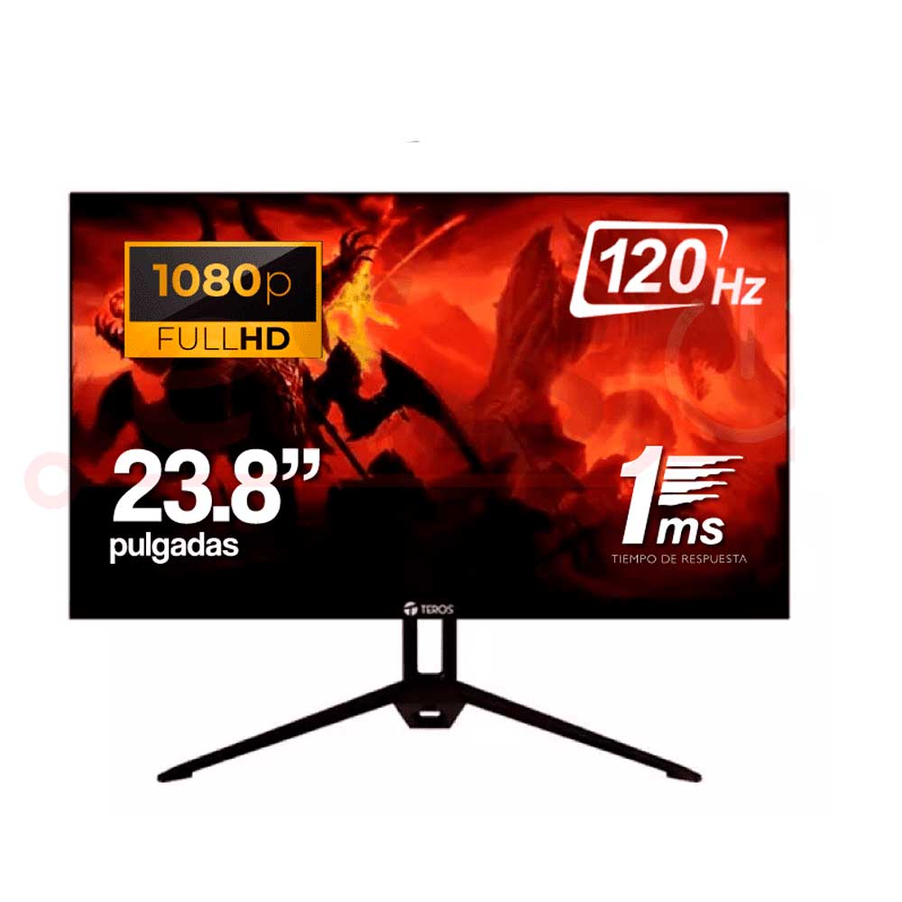 Monitor Teros TE-2415S 23.8" IPS, resolución FHD, 120Hz, tiempo de respuesta de 1ms, conectividad HDMI y VGA