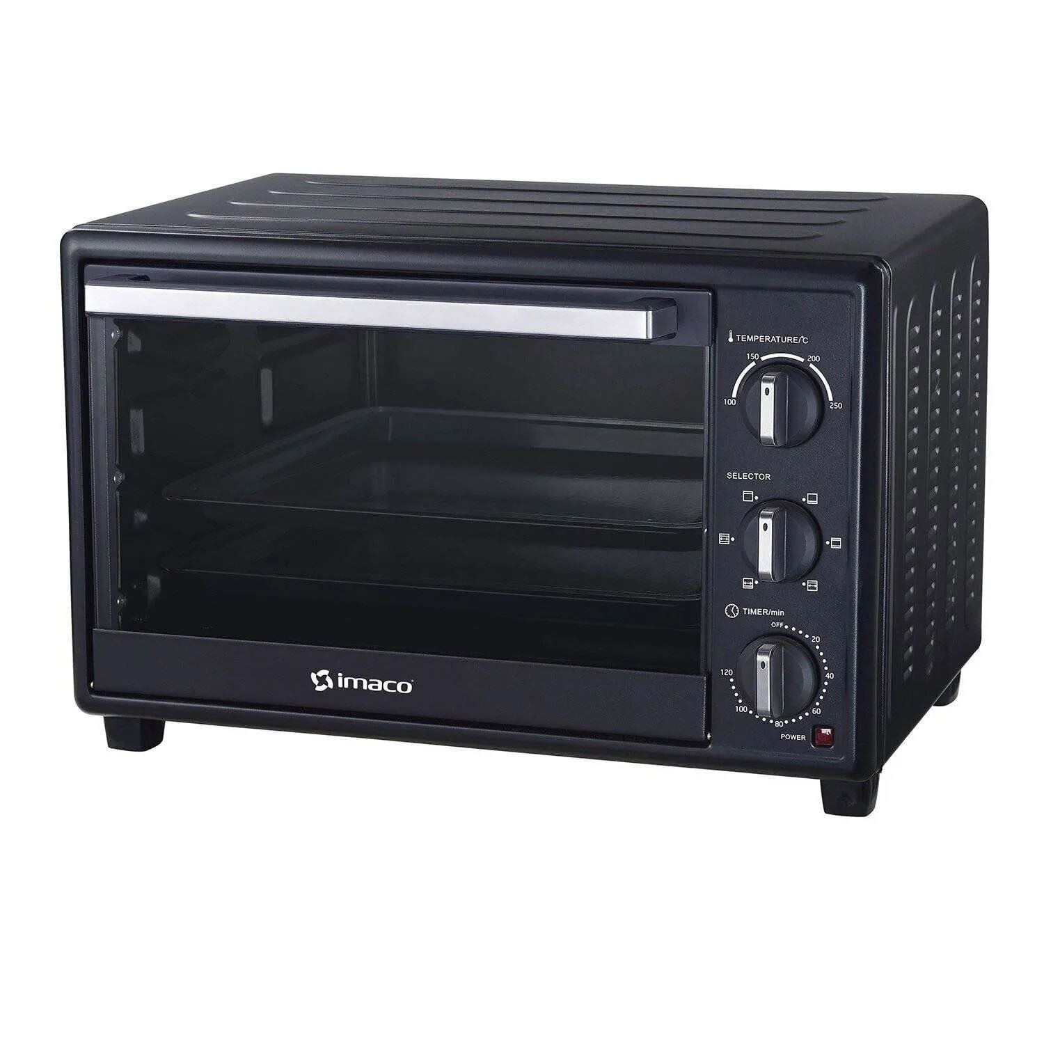 Horno eléctrico Imaco HES35R de 35 litros, 1500W, con varilla rosticera, timer 120 min, temperatura hasta 250°C