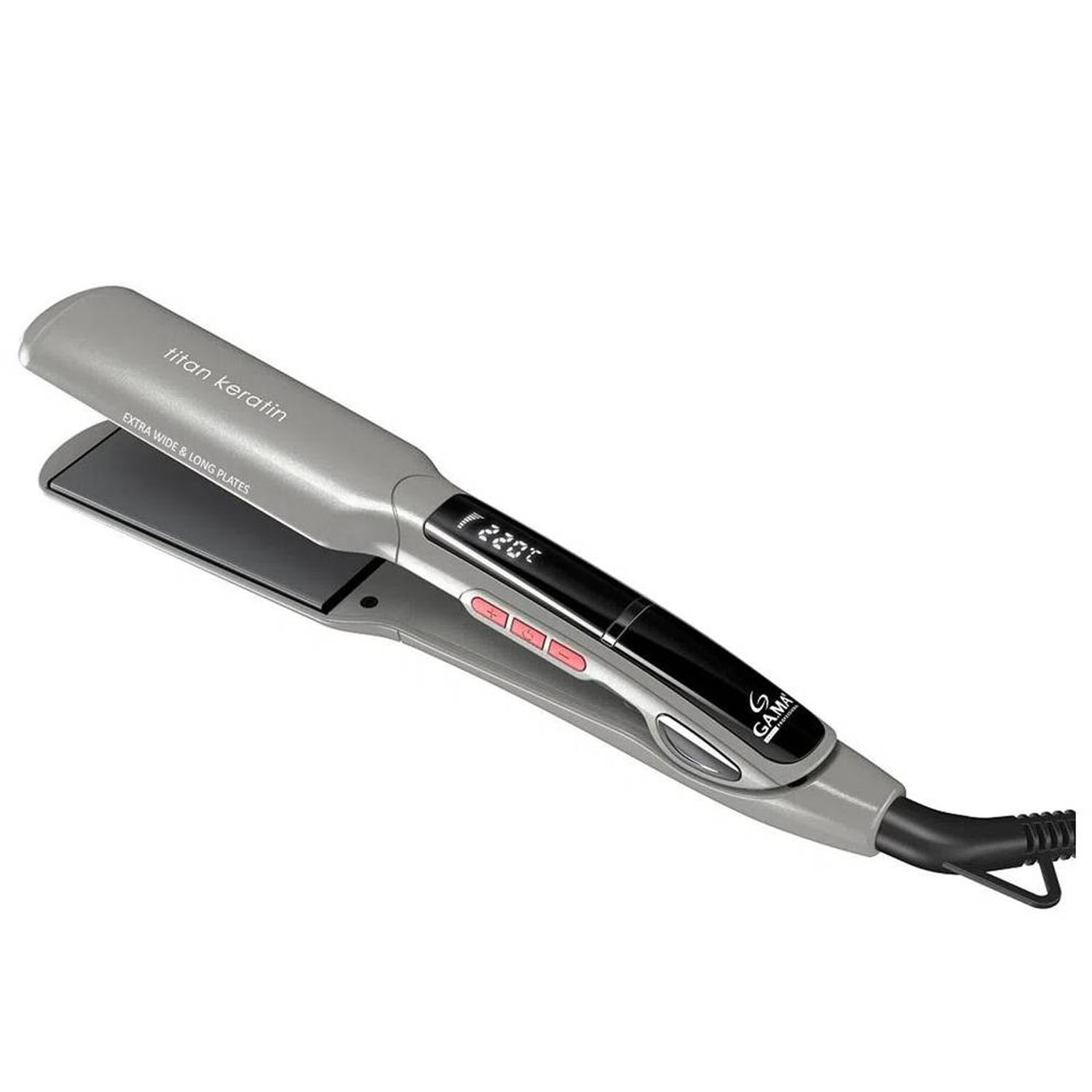 Plancha alisadora Gama Titan Keratin Xwide Digital 230 °C, placas anchas con turmalina