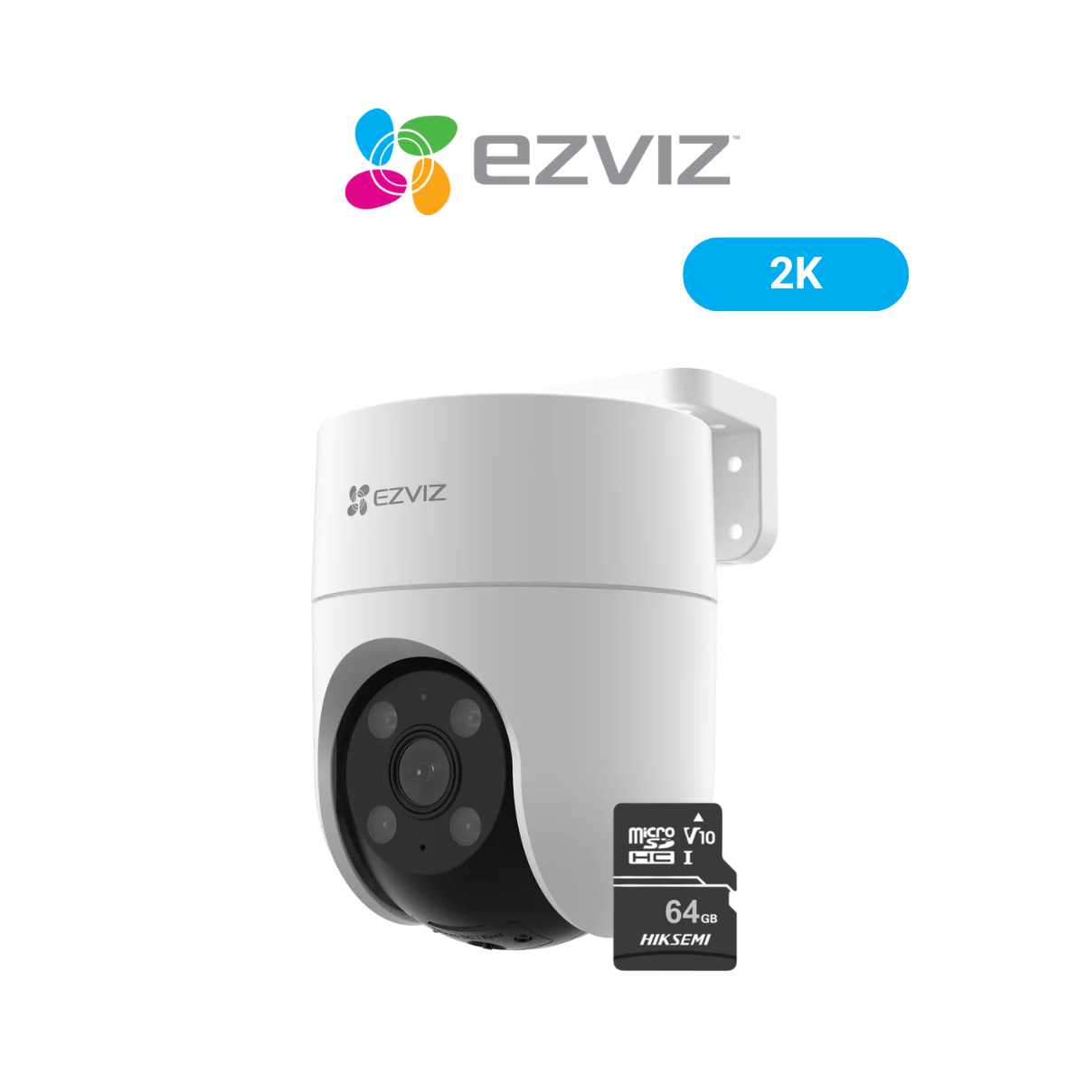 Imagen 2 del producto Cámara de seguridad Ezviz H8C Full HD para exteriores, visión nocturna + MicroSD 64GB, blanco