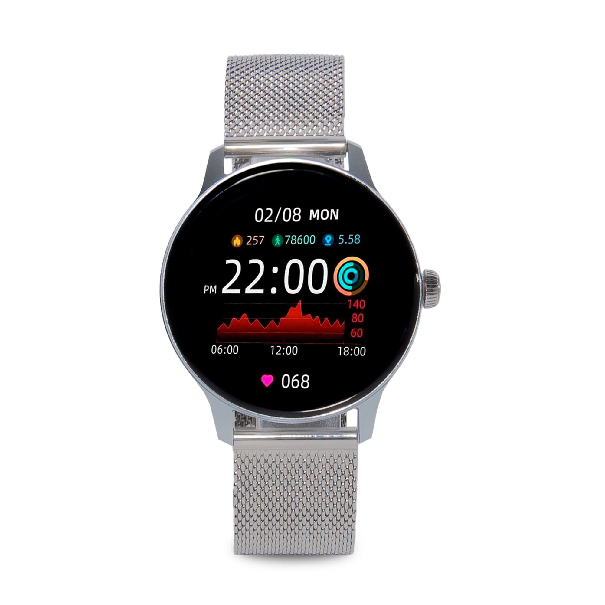 Smartwatch SmartTime SR06 pantalla 37mm/LTPO OLED, sensores de salud y deportivos, llamadas bluetooth, batería hasta 12 horas, plateado