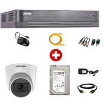 Kit de seguridad Hikvision 1 cámara Domo (micrófono incorporado) 1080P + dvr + disco duro 500GB