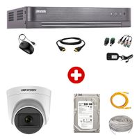 Kit de seguridad Hikvision 1 cámara Domo (micrófono incorporado) 1080P + dvr + disco duro 500GB