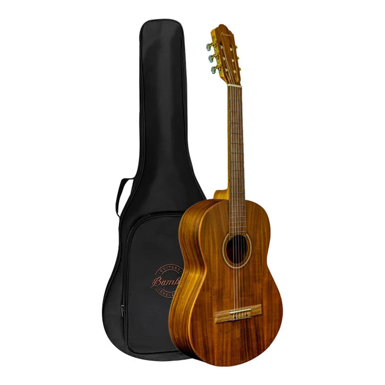Guitarra clásica Bamboo Balance Koa 39", tapa y cuerpo Koa Acacia, trastes de 19, funda acolchada