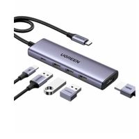 Adaptador Ugreen USB-C 5 puertos HDMI 4K, USB-C y 3 USB 3.0