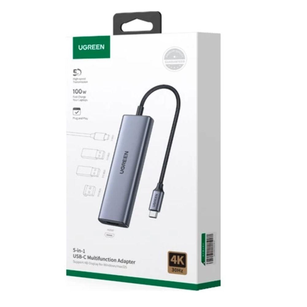 Imagen 2 del producto Adaptador Ugreen USB-C 5 puertos HDMI 4K, USB-C y 3 USB 3.0