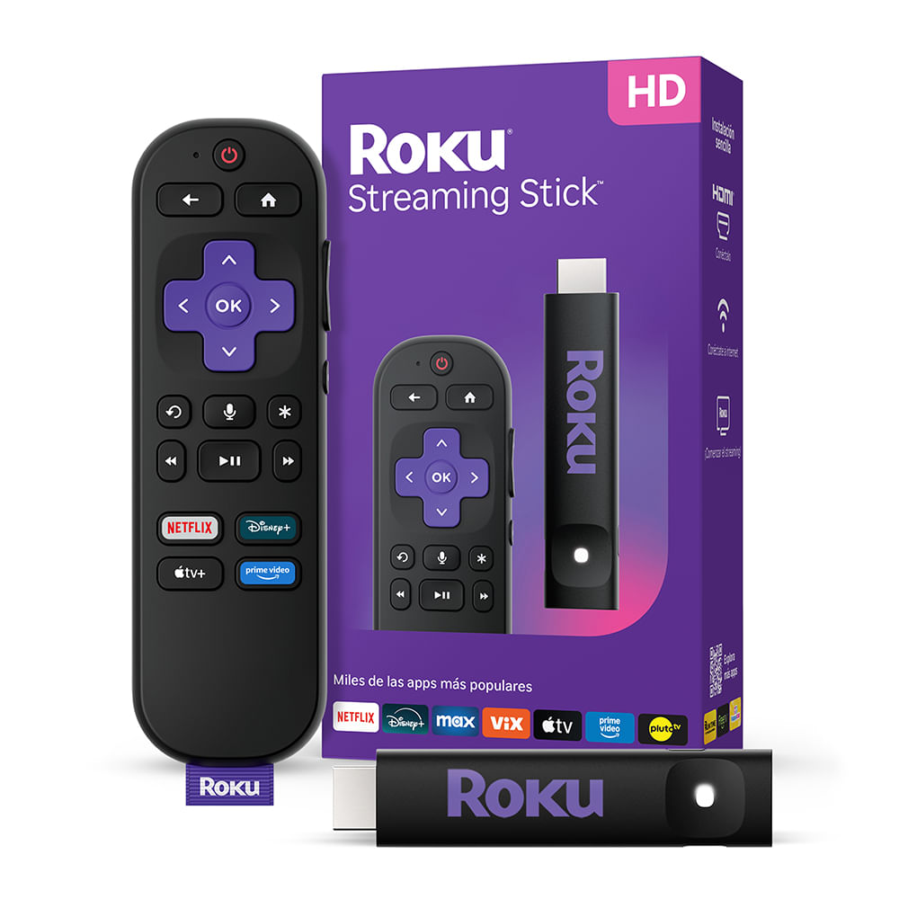 Convertidor a Smart TV Roku Streaming Stick FHD con control remoto, diseño portátil, configuración sencilla