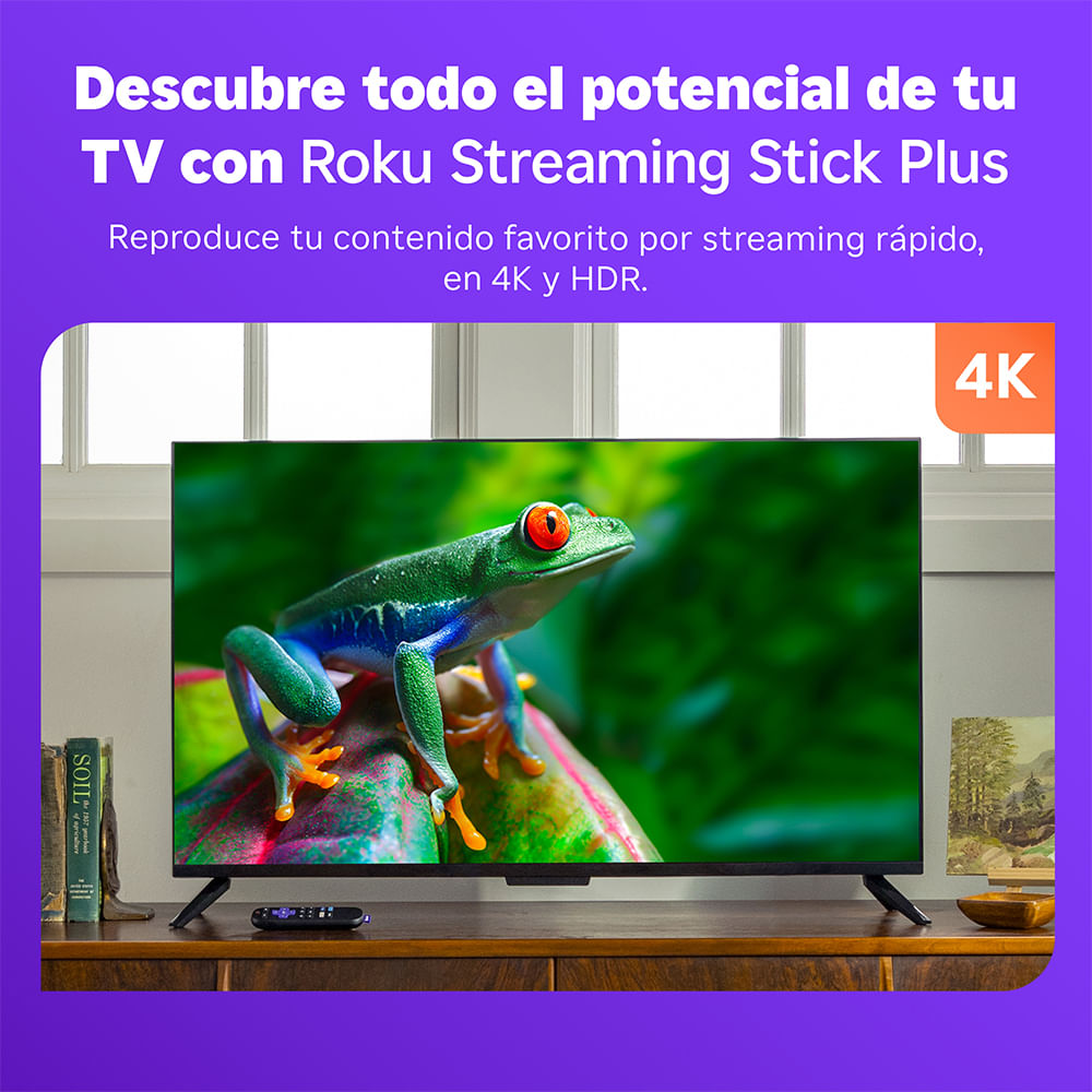 Imagen 2 del producto Convertidor a Smart TV Roku Streaming Stick Plus 4K con control remoto, diseño portátil, configuración sencilla