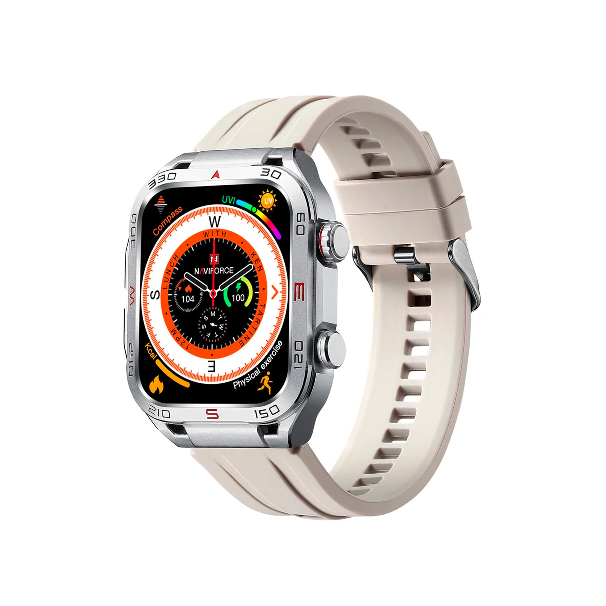 Smartwatch Naviforce NT11 pantalla 45mm/LTPO OLED, sensores de salud, modos deportivos, batería hasta 18 horas, beige