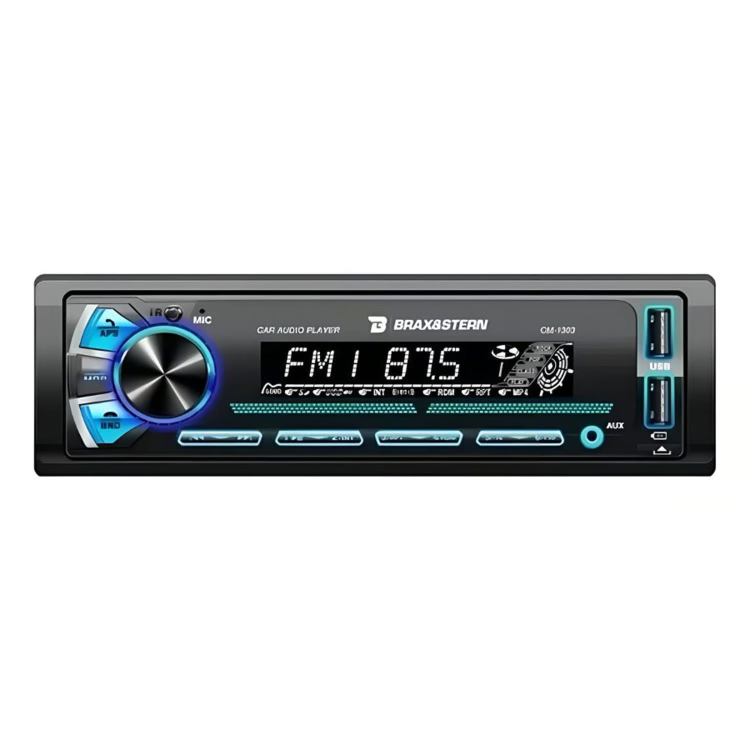 Imagen 1 del producto Autoradio BRAX&STERN CM-1303, bluetooth, USBx2, micro SD, FM/AM, 50W x4, panel desmontable, 7 colores, negro