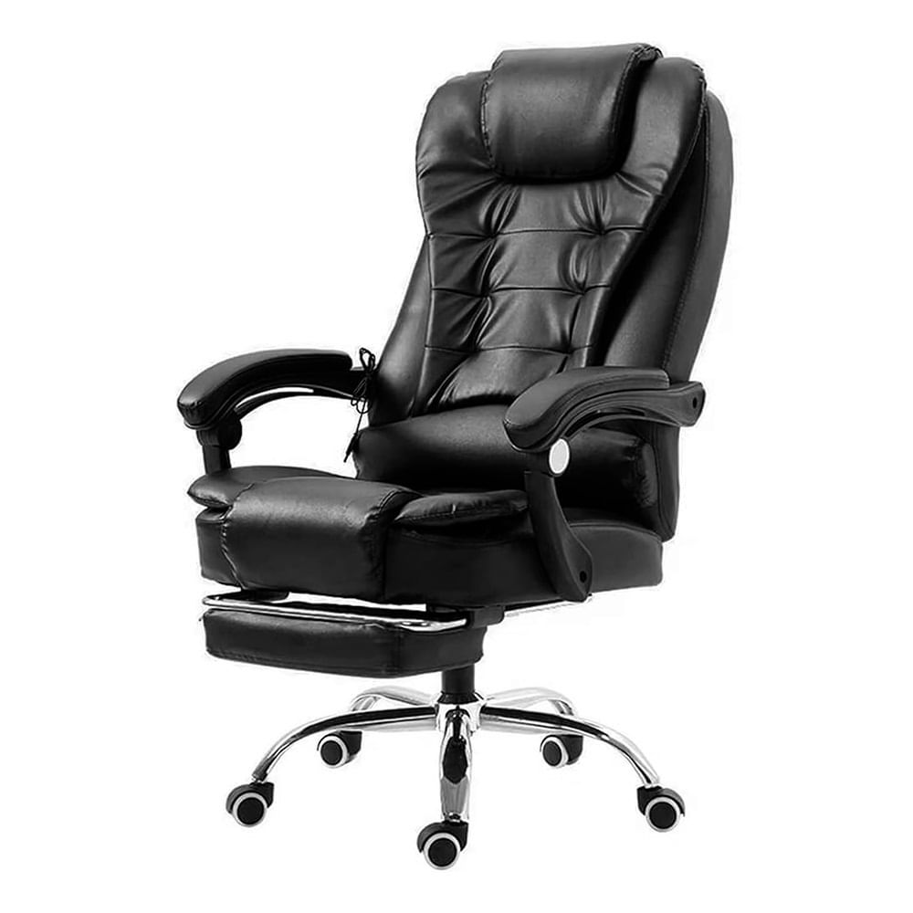 Silla giratoria Evox CT809F para oficina y escritorio, con reposapiés extensible, masajeador y altura regulable, negro