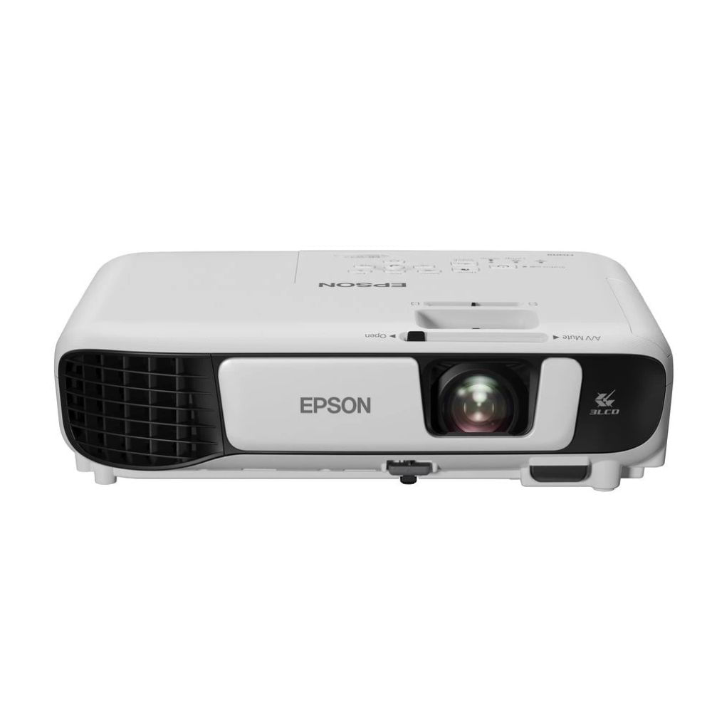 Proyector Epson PowerLite W52+, 4000 lúmenes, resolución WXGA, 3LCD, Wi-Fi, HDMI, lámpara 12,000 h, portátil, blanco