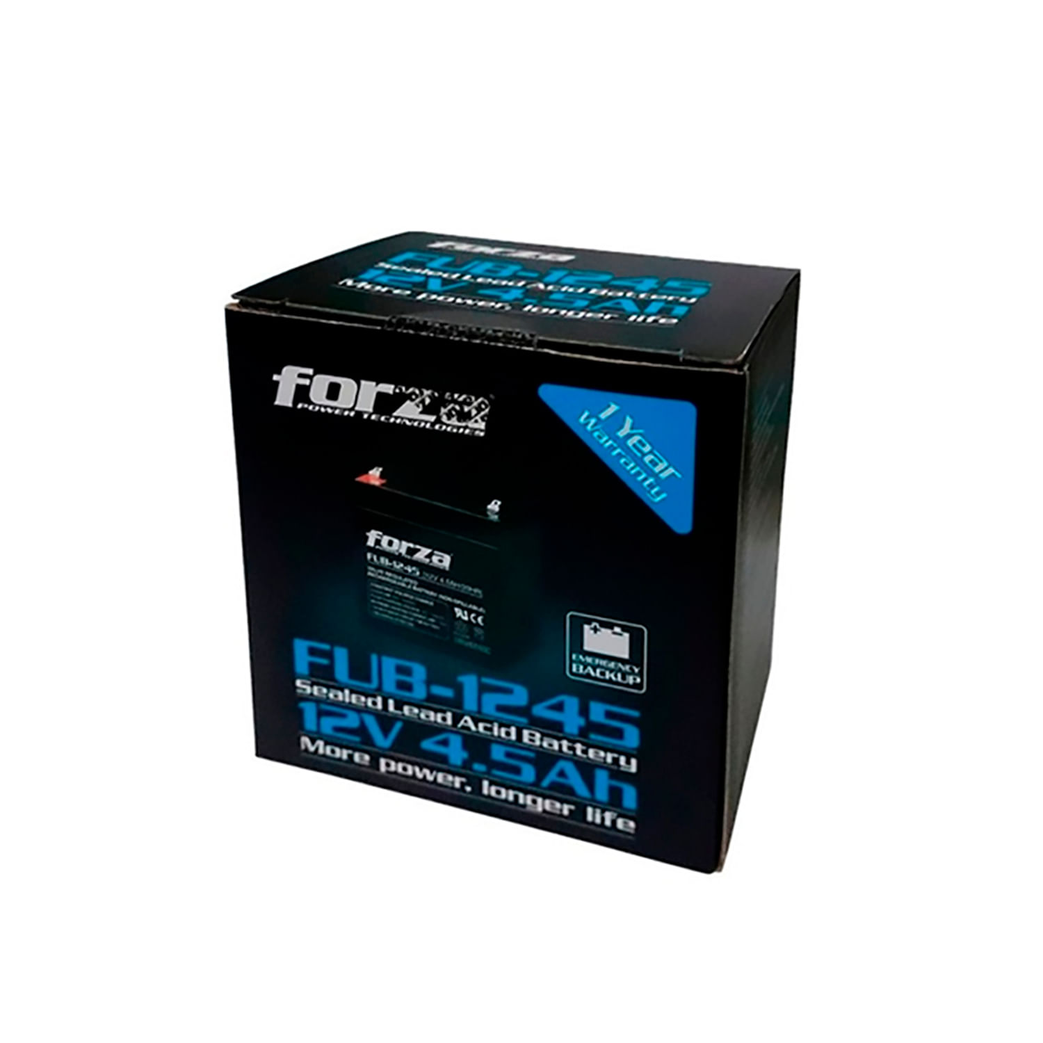 Imagen 2 del producto Batería Forza FUB-1245 sellada 12V/4.5Ah, recargable AGM sin mantenimiento, ideal para UPS
