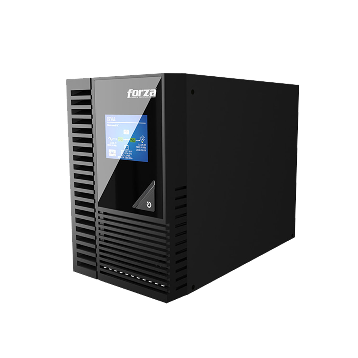 UPS Forza FDC-1002T en línea 1000VA/900W, 3 tomas NEMA, pantalla táctil, supresión de sobretensiones, carcasa metálica