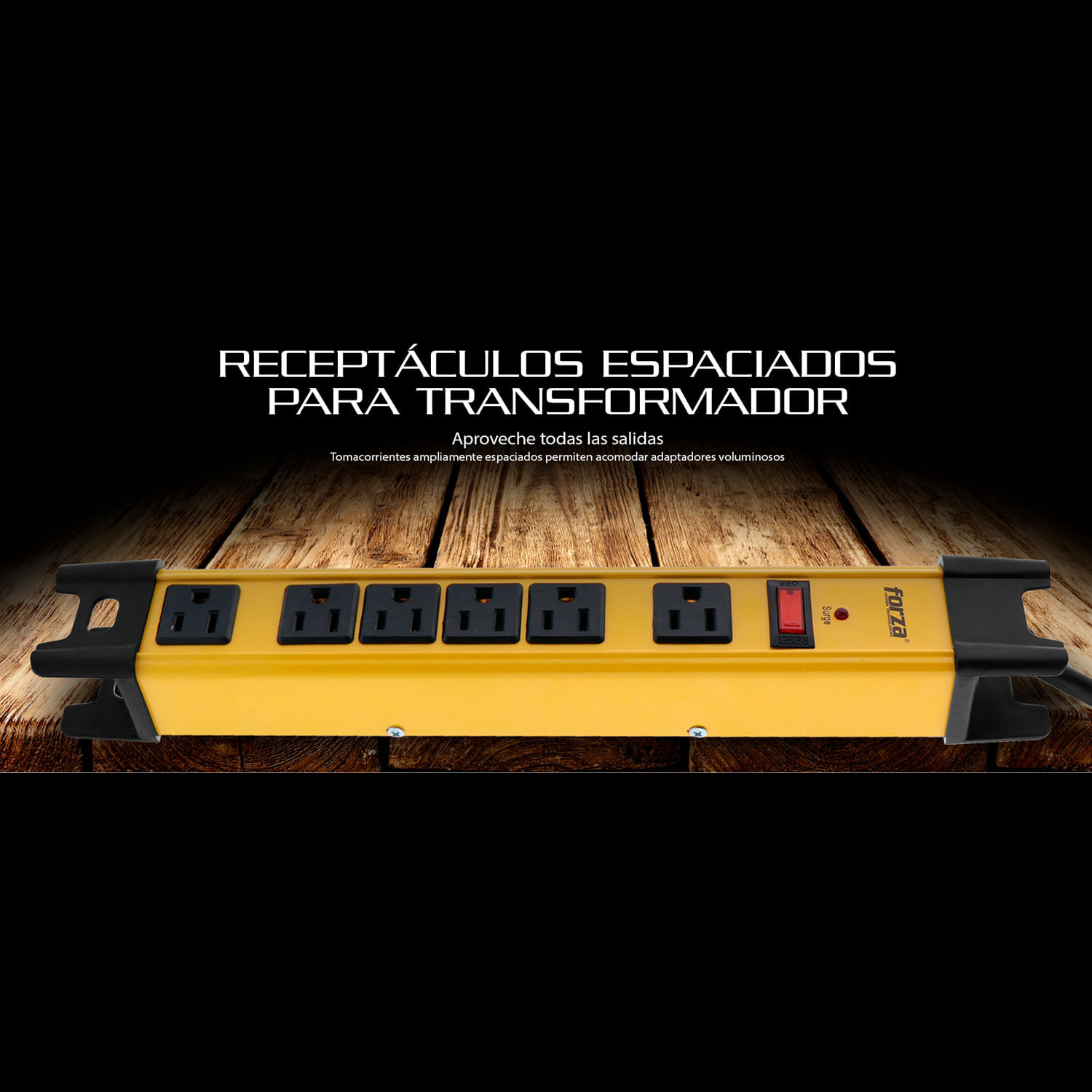 Imagen 2 del producto Forza FSP-806 supresor de picos metálico, 2200W, 1200J, 6 tomas NEMA, protección contra sobretensiones y sobrecargas