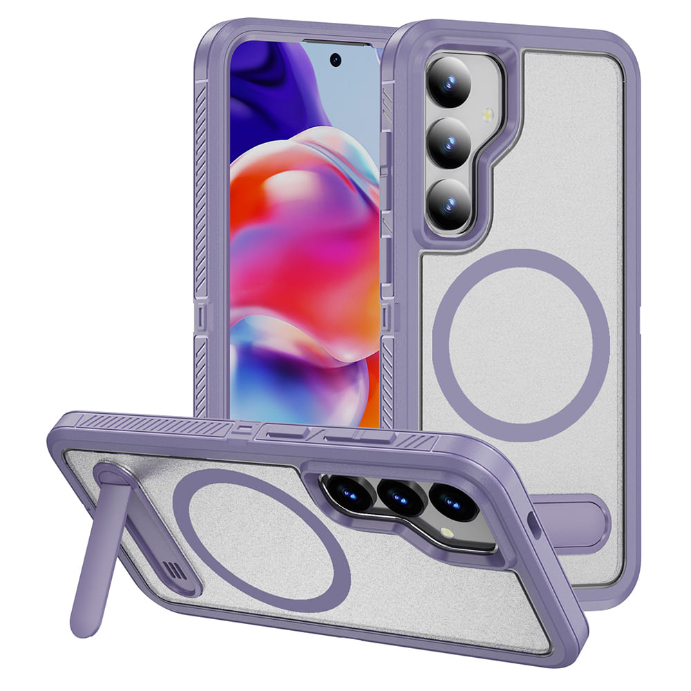 Case Coolbox GMobile para Samsung S24 Plus / S25 Plus, Solid 360°, con MagSafe, soporte integrado, protección completa contra caídas, lila