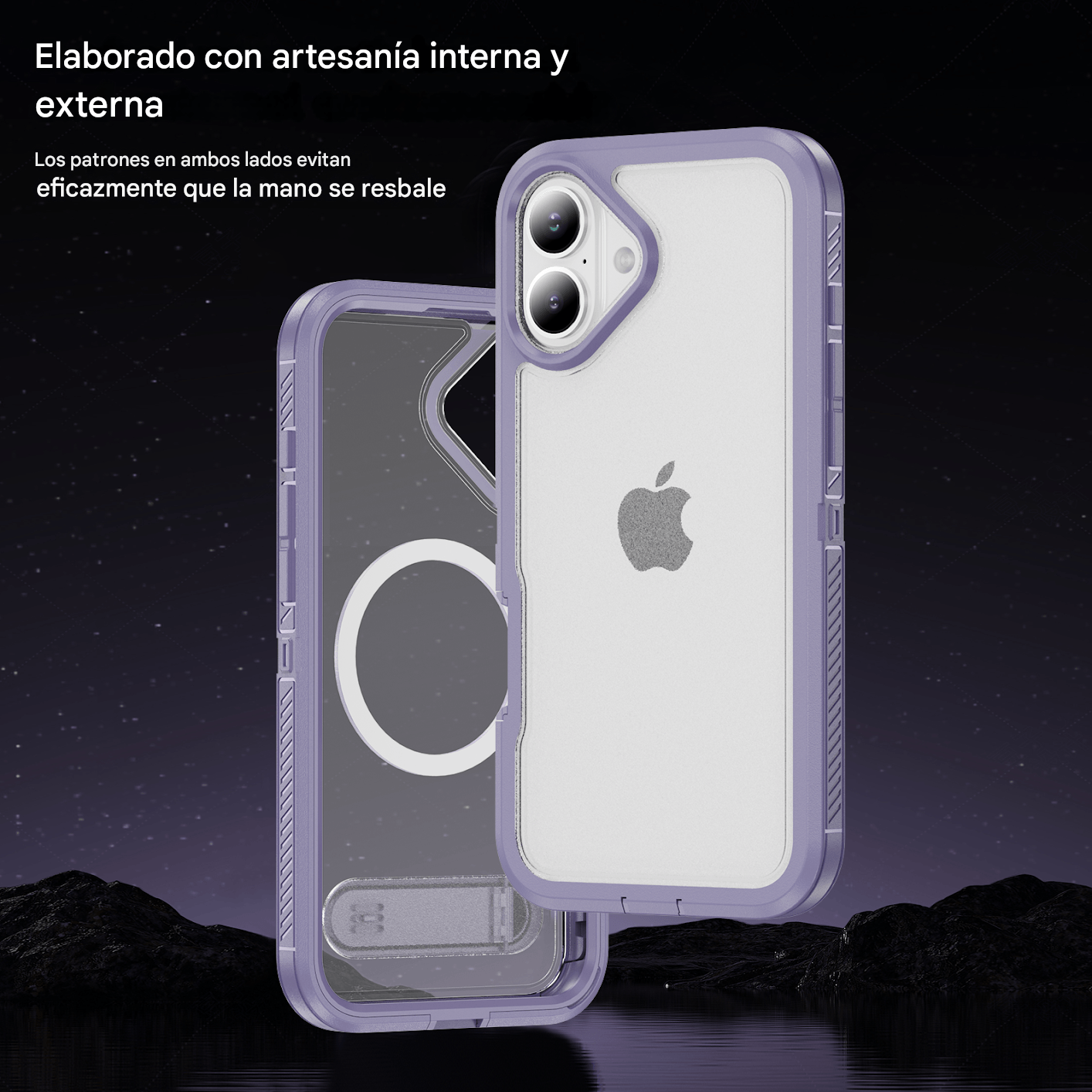 Imagen 2 del producto Case iBox para iPhone 16 Solid 360°, protección 360, con MagSafe para carga inalámbrica, con soporte, lila
