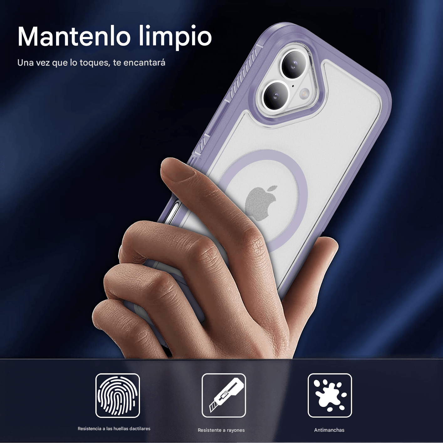 Imagen 2 del producto Case iBox para iPhone 16 Plus, Solid 360°, con MagSafe, soporte integrado, protección completa contra caídas y rayaduras, lila