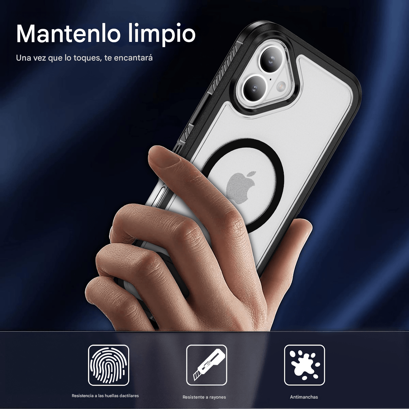 Imagen 2 del producto Case iBox para iPhone 16 Plus, Solid 360°, con MagSafe, soporte integrado, protección total contra caídas y rayaduras, negro