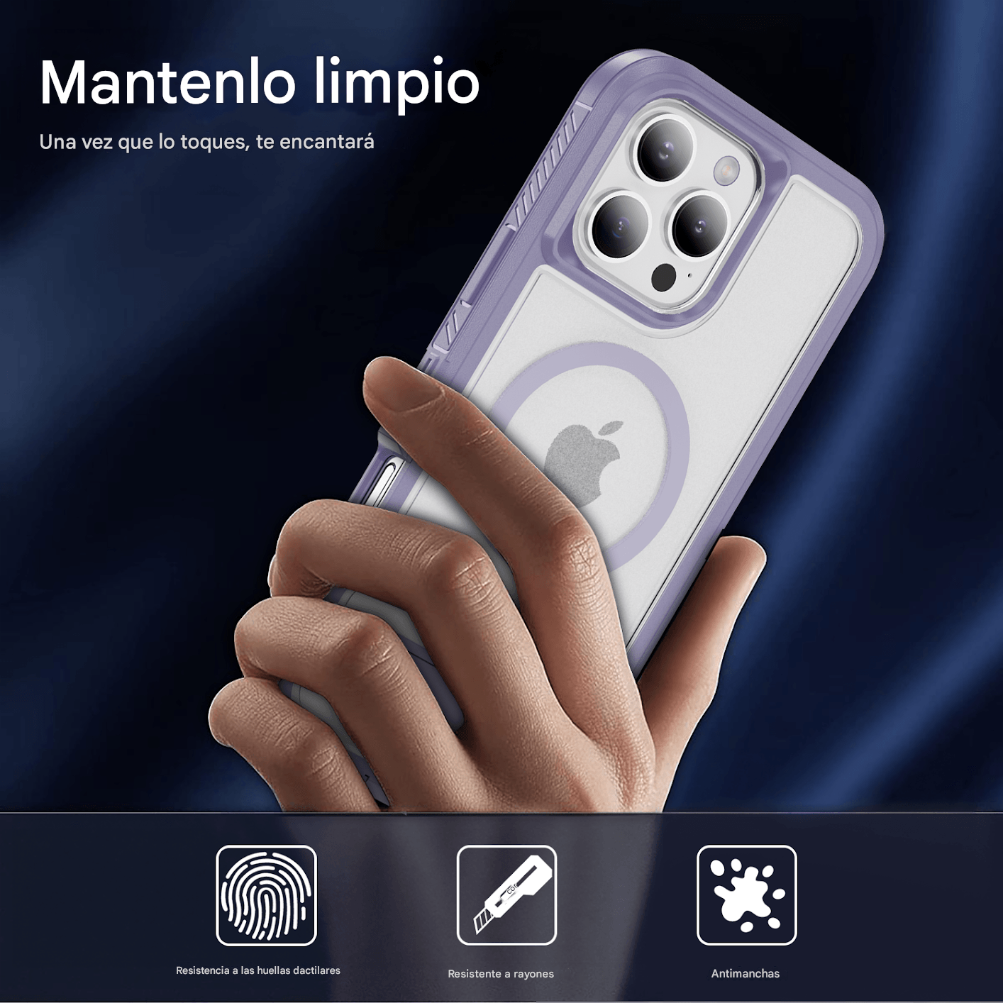 Imagen 2 del producto Case iBox para iPhone 16 Pro, Solid 360°, con MagSafe, soporte integrado y máxima protección contra caídas y rayaduras, color lila