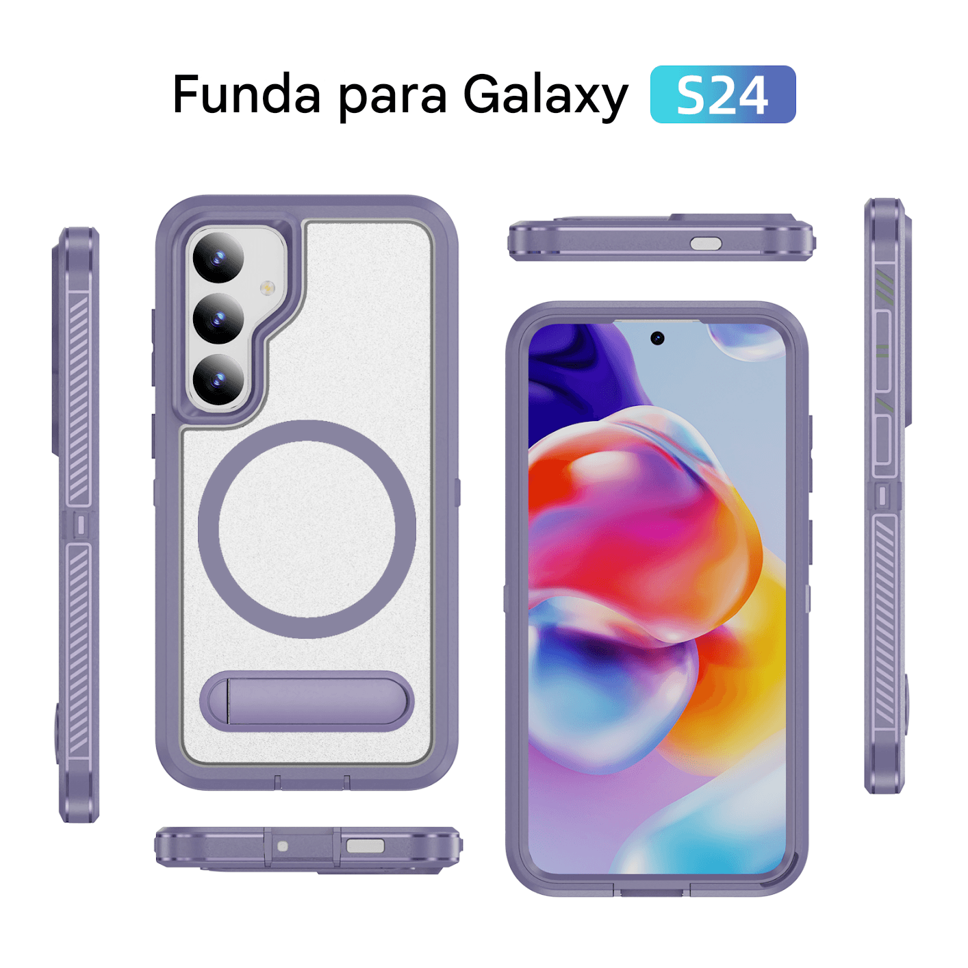 Imagen 2 del producto Case Coolbox GMobile para Samsung S24 Plus / S25 Plus, Solid 360°, con MagSafe, soporte integrado, protección completa contra caídas, lila