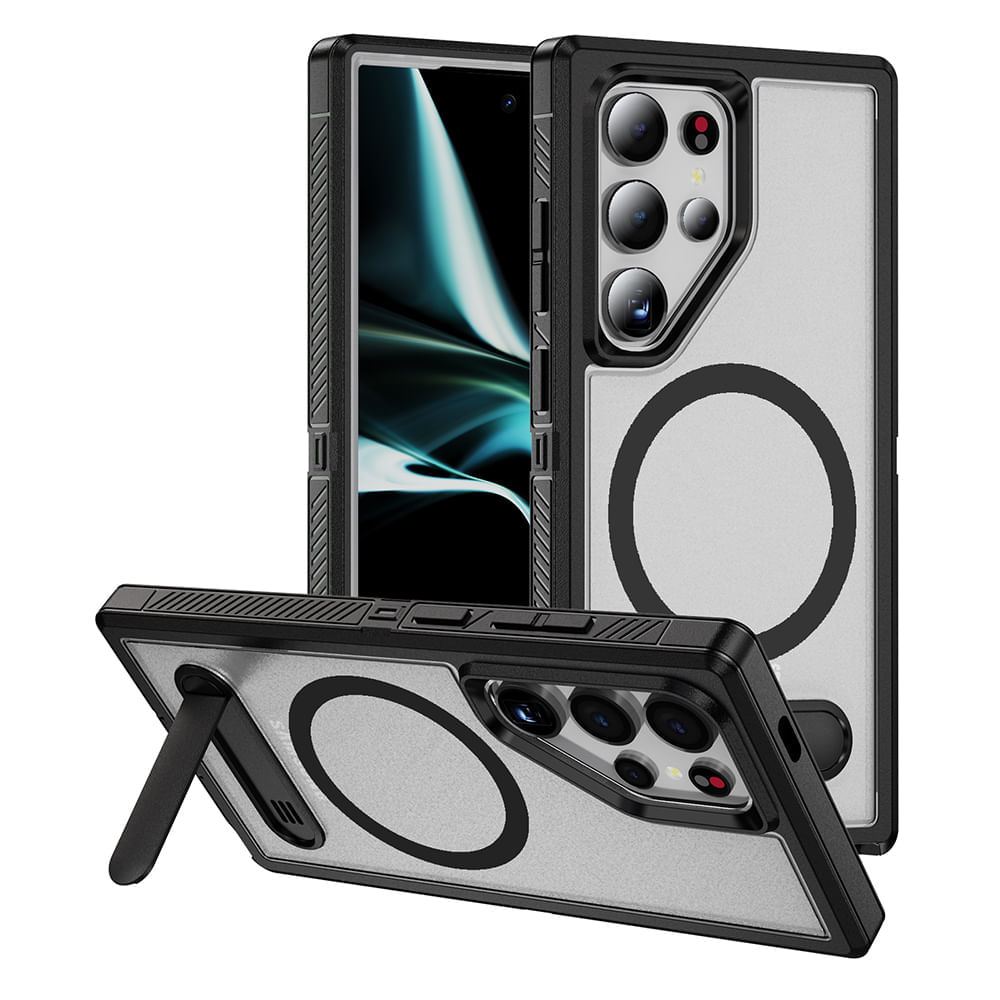 Case Coolbox GMobile para Samsung S24 Ultra, Solid 360°, con MagSafe, soporte integrado, protección completa contra golpes y caídas, negro