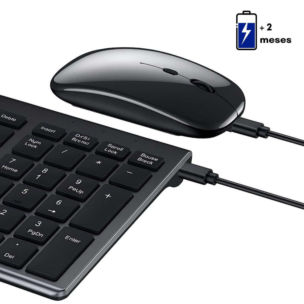 Imagen 2 del producto Combo: Teclado y mouse recargable inalámbrico dual, silent touch, bluetooth y USB 2.4G