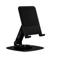 Soporte de tablet y celular, 4 puertos USB, giro 360°, 5""-15"", negro