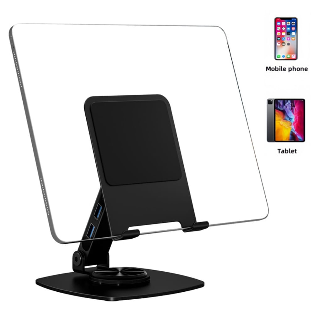 Imagen 2 del producto Soporte de tablet y celular, 4 puertos USB, giro 360°, 5""-15"", negro