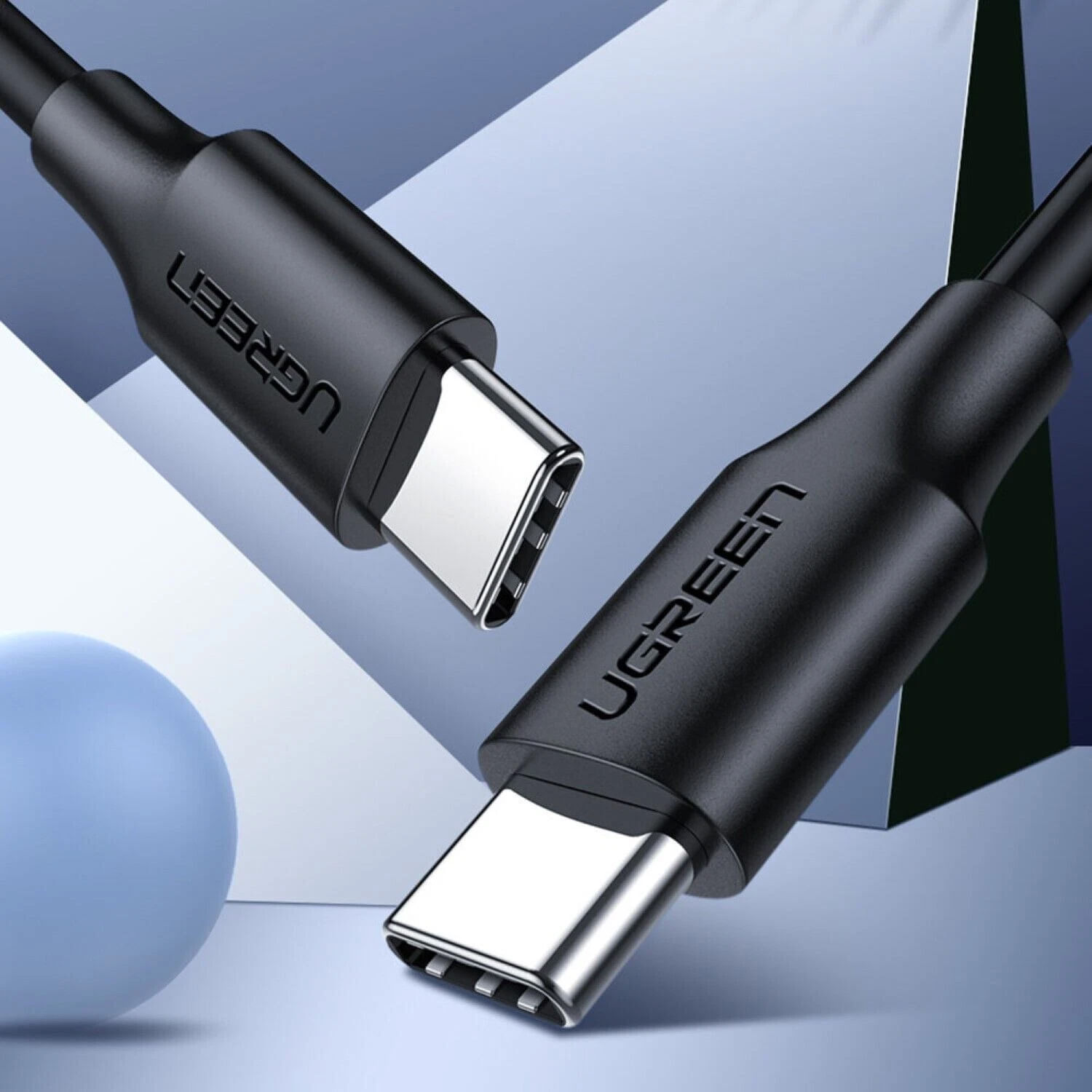 Imagen 2 del producto Cable Ugreen USB-C a USB-C 60W 1m negro, carga rápida 3A, transferencia de datos 480Mbps