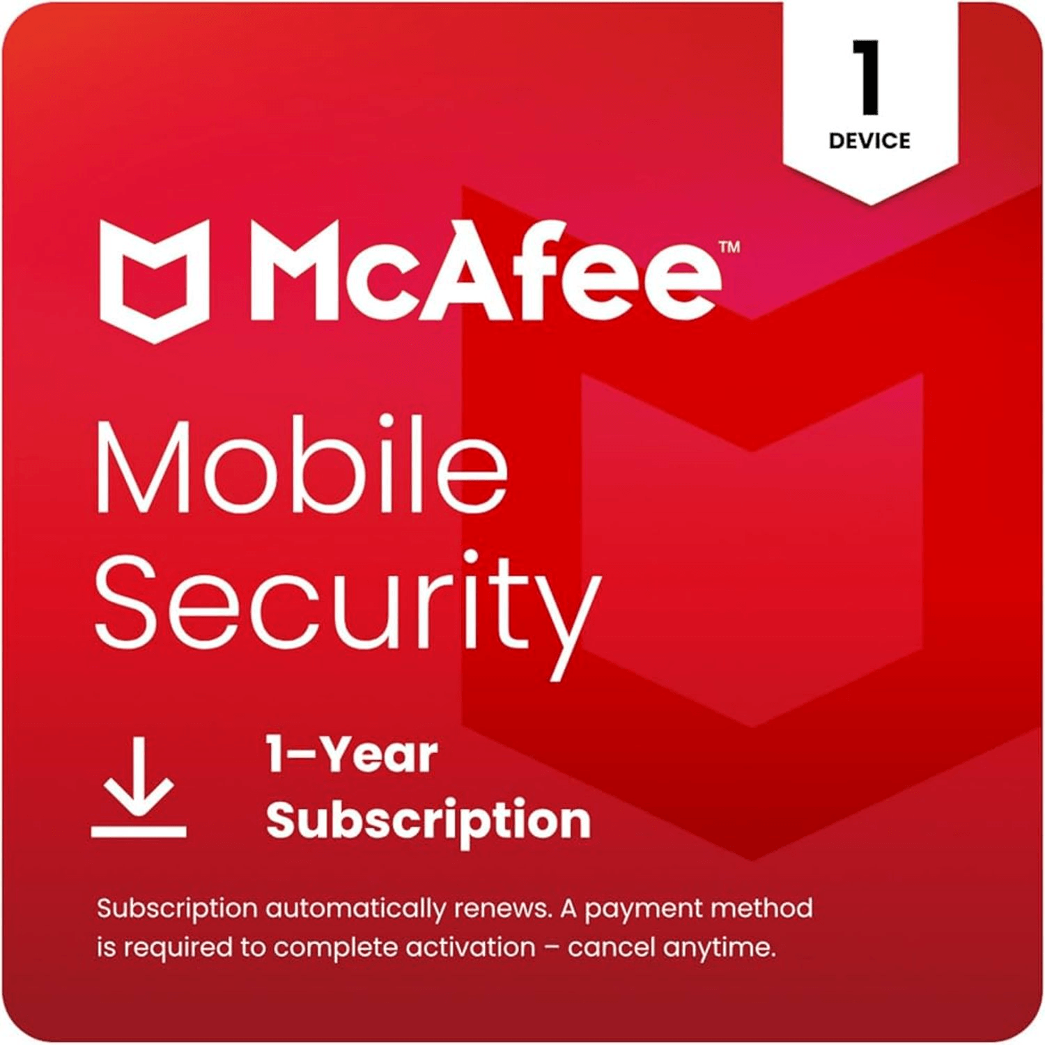 Licencia digital McAfee Mobile Security, 1 dispositivo, compatible con Windows 10 y 11, duración 1 año
