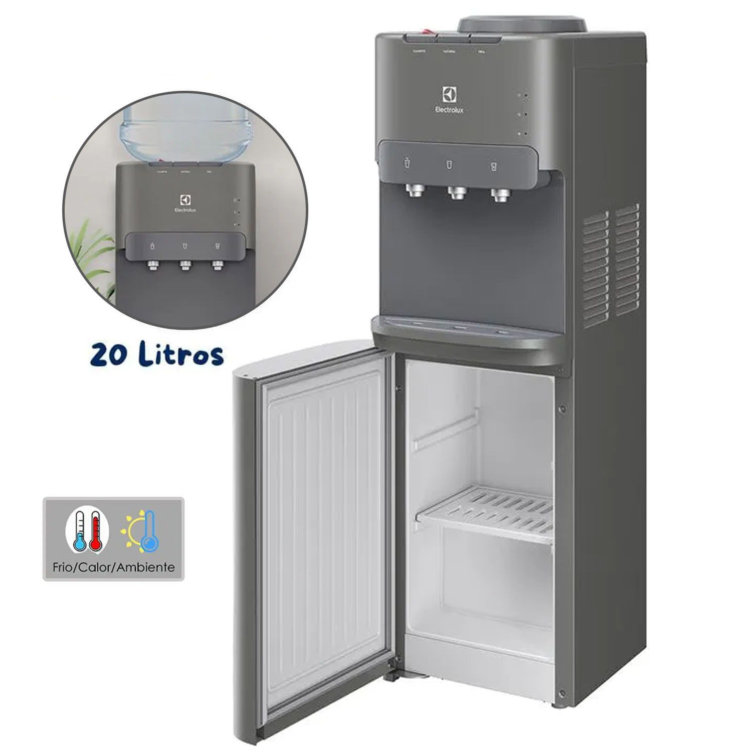 Imagen 2 del producto Dispensador de agua Electrolux EA11SR, 3 temperaturas, compresor R600a, seguridad antiquemaduras, bandeja removible