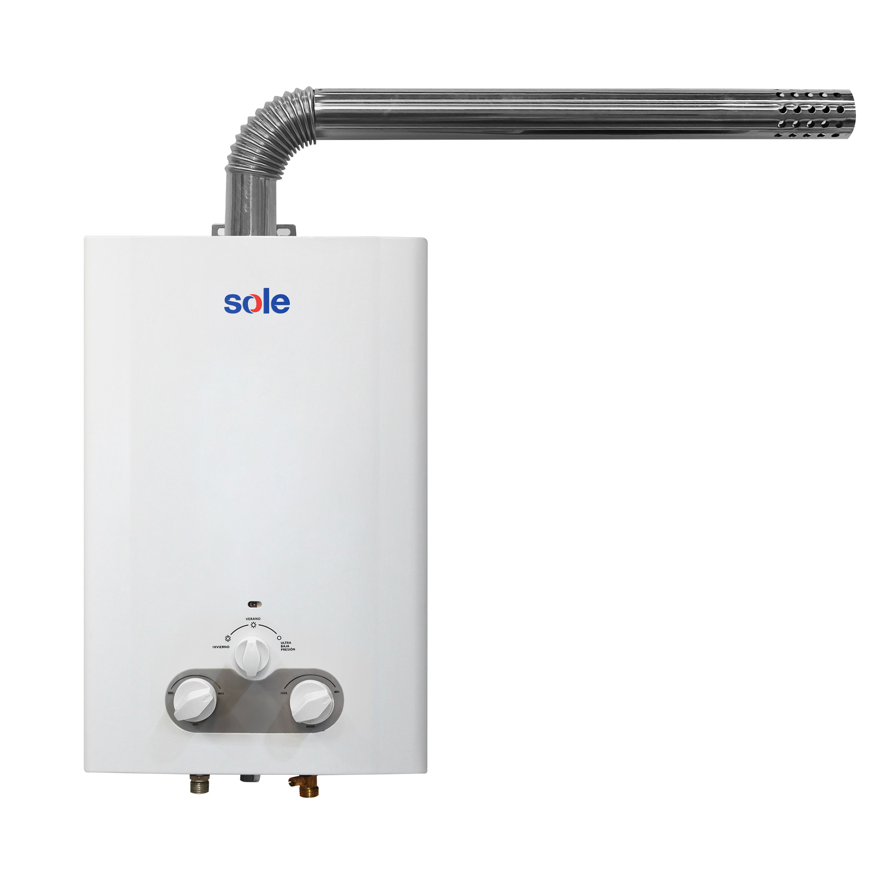 Calentador instantáneo Sole GN 10 litros, tiro forzado, ultra baja presión, 6 sistemas de seguridad, 220V, gris