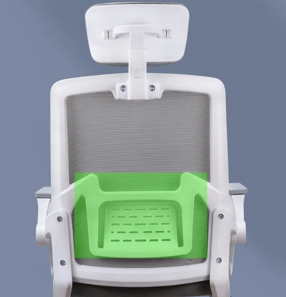 Imagen 2 del producto Silla de oficina ergonómica, respaldo de malla, cabecera y brazos ajustables, soporte lumbar, gris