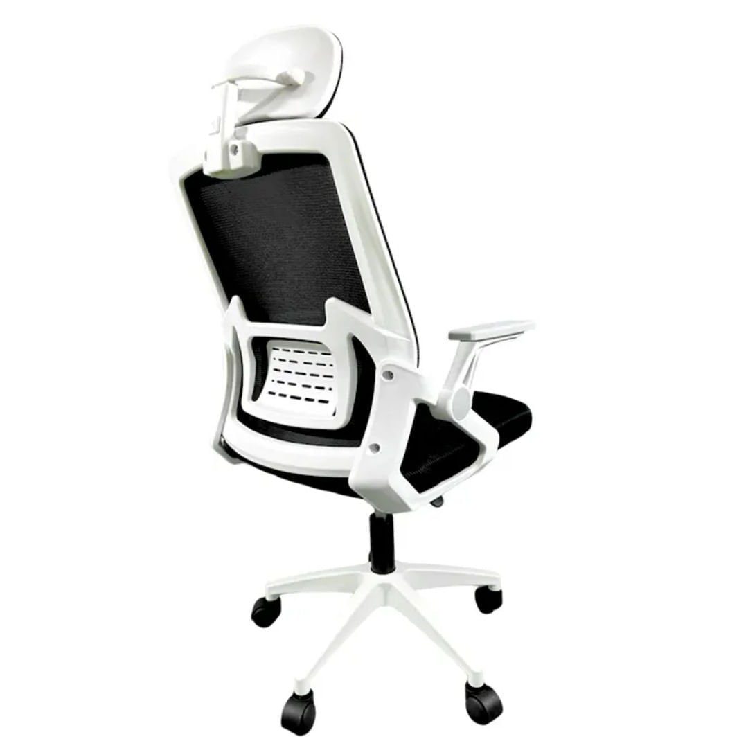 Imagen 2 del producto Silla ergonómica de oficina, cabecera y respaldo ajustables, soporte lumbar, brazos giratorios, base resistente